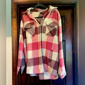 pink flannel, worn twice, XL